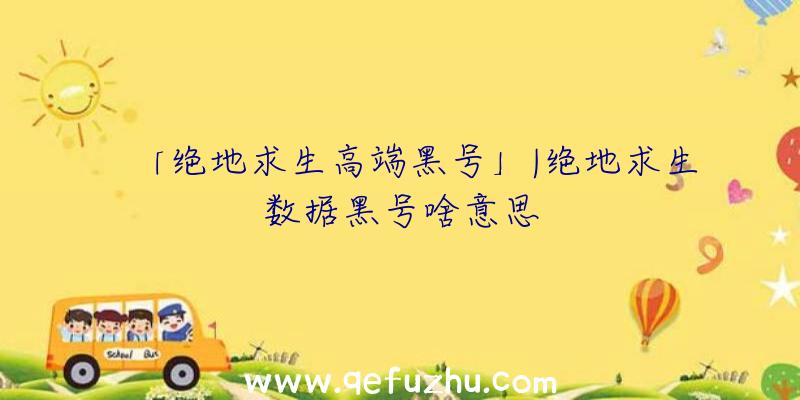 「绝地求生高端黑号」|绝地求生数据黑号啥意思